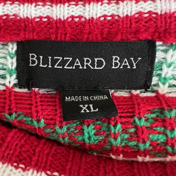 Blizzard Bay Mens Ugly Christmas Fair Isle Sweater XL Cow Santa Hat Pom Pom Bell - Picture 5 of 7